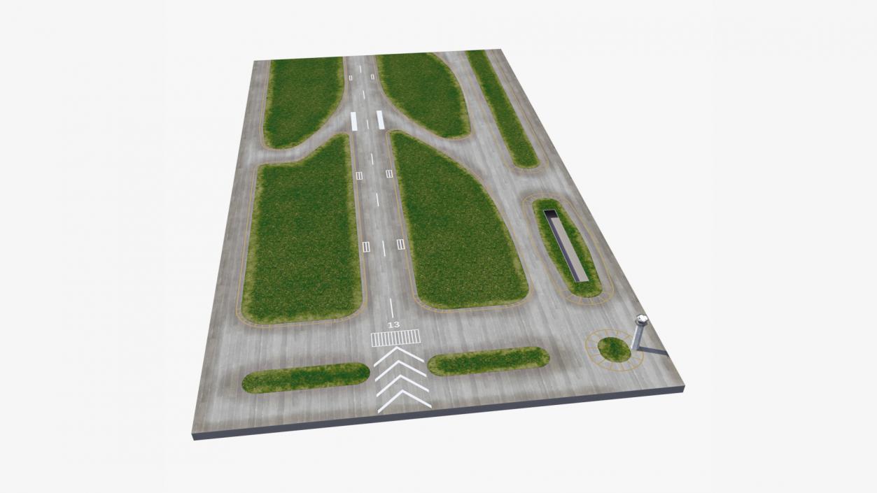 Runway and Airport Control Tower 3D