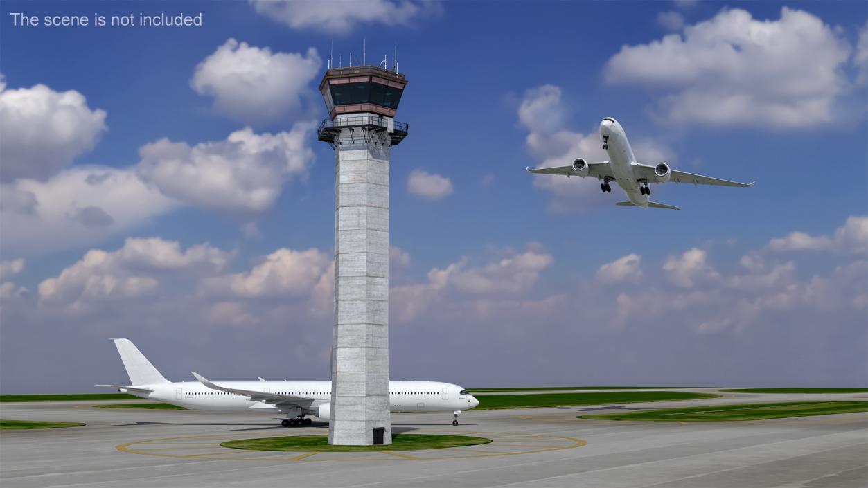 Runway and Airport Control Tower 3D