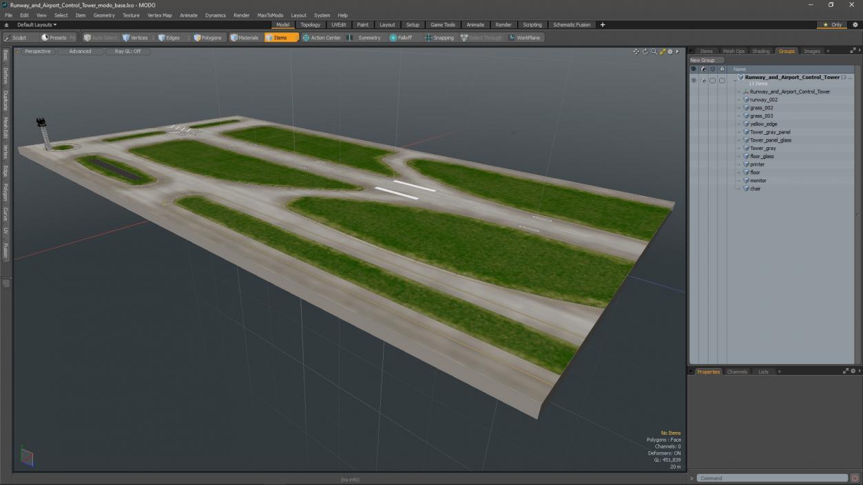 Runway and Airport Control Tower 3D