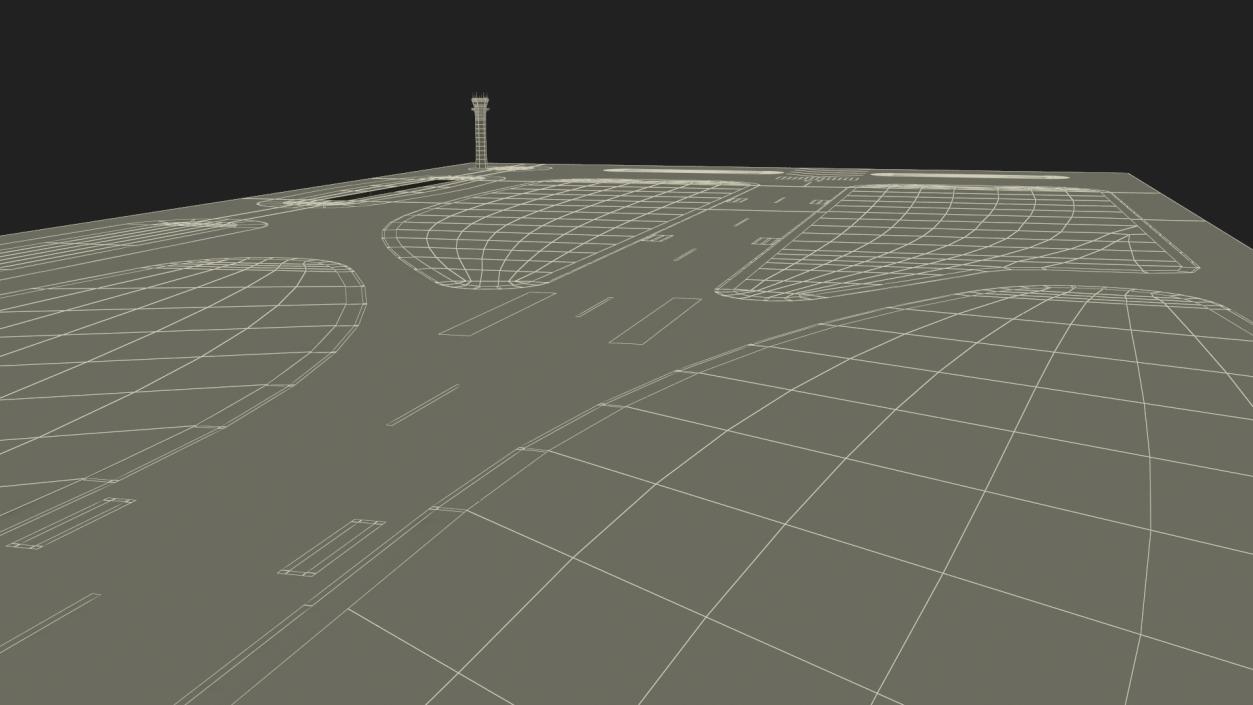 Runway and Airport Control Tower 3D