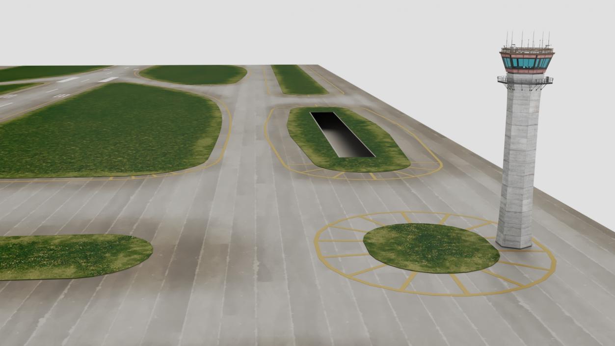 Runway and Airport Control Tower 3D