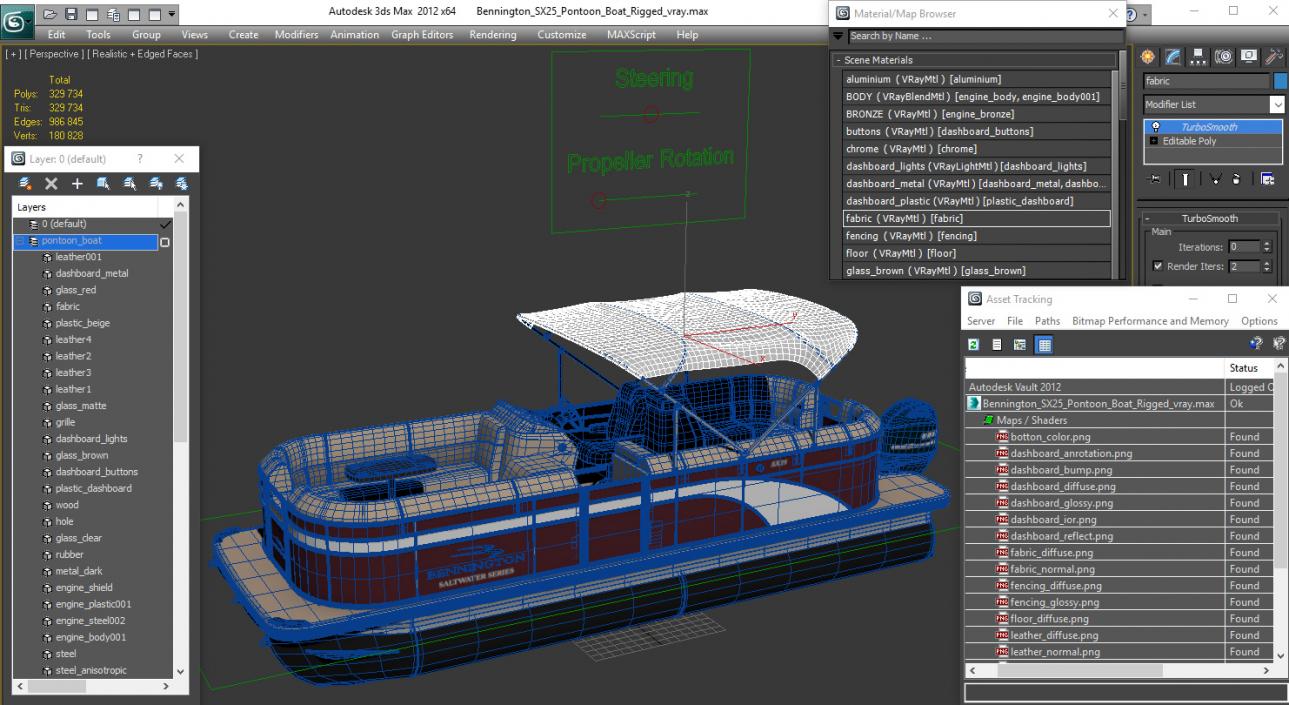 3D model Bennington SX25 Pontoon Boat Rigged