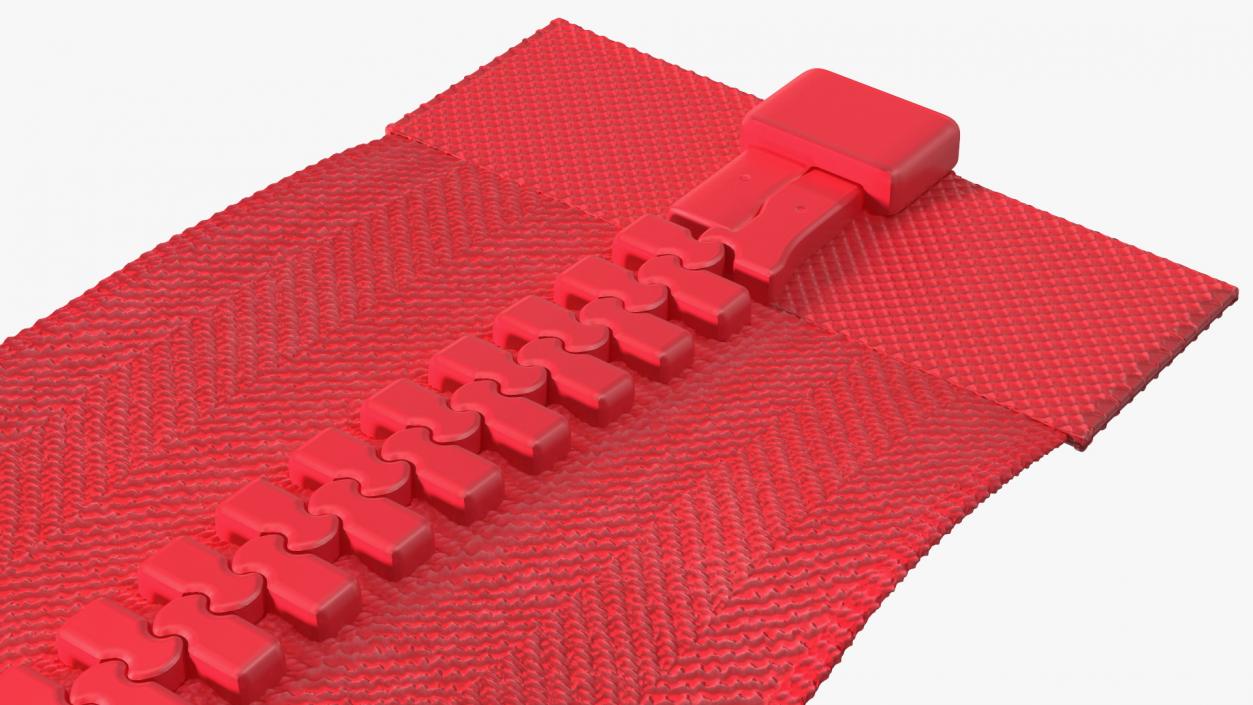 3D model One Sided Plastic Zipper Opened Red