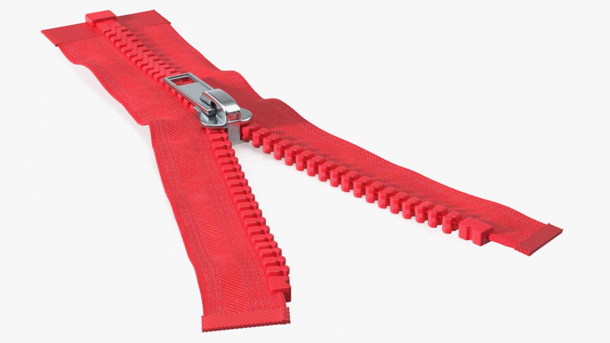 3D model One Sided Plastic Zipper Opened Red