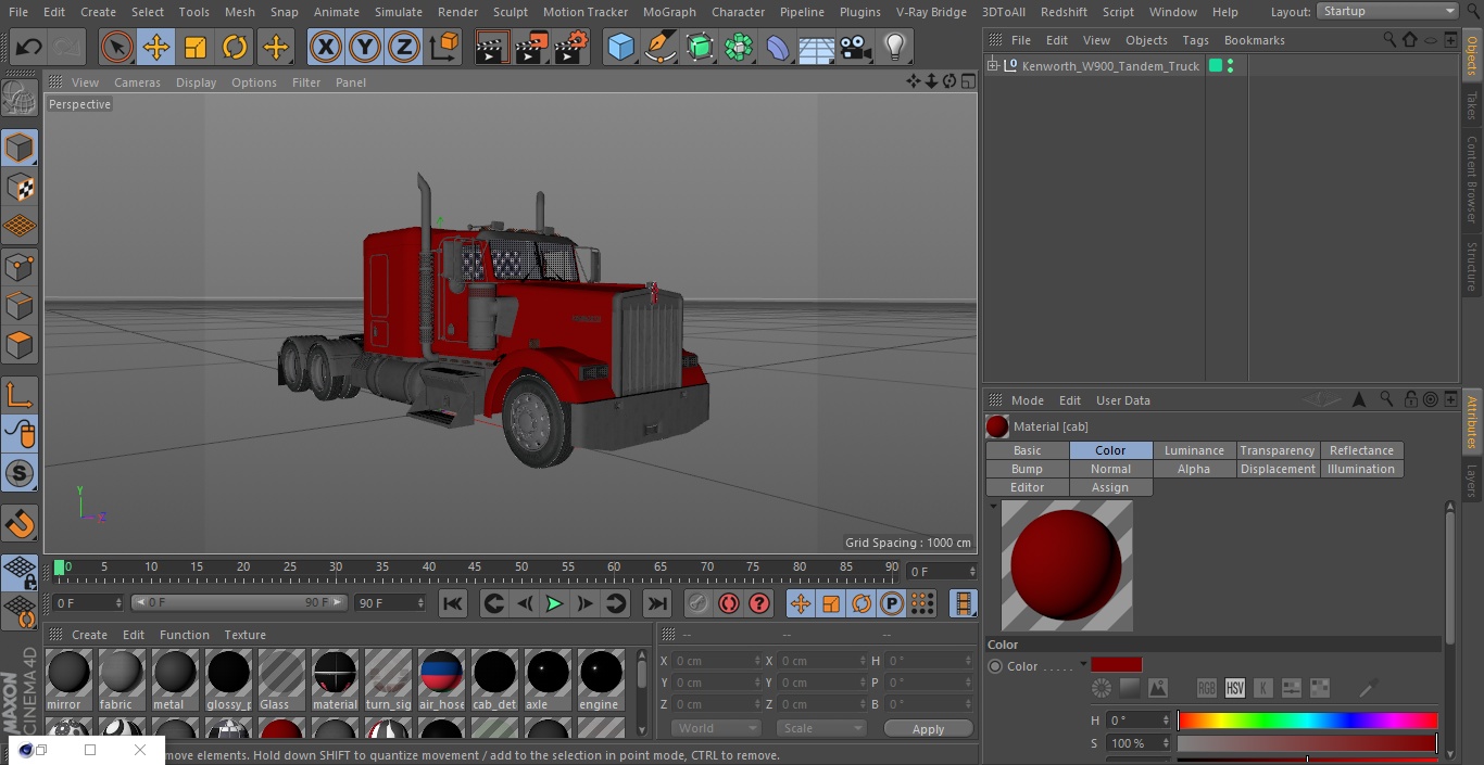 3D Kenworth W900 Tandem Truck