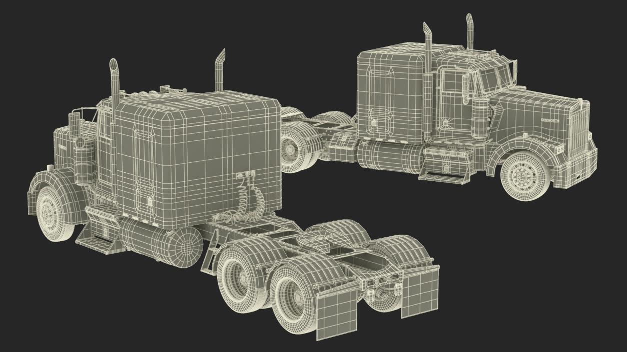 3D Kenworth W900 Tandem Truck