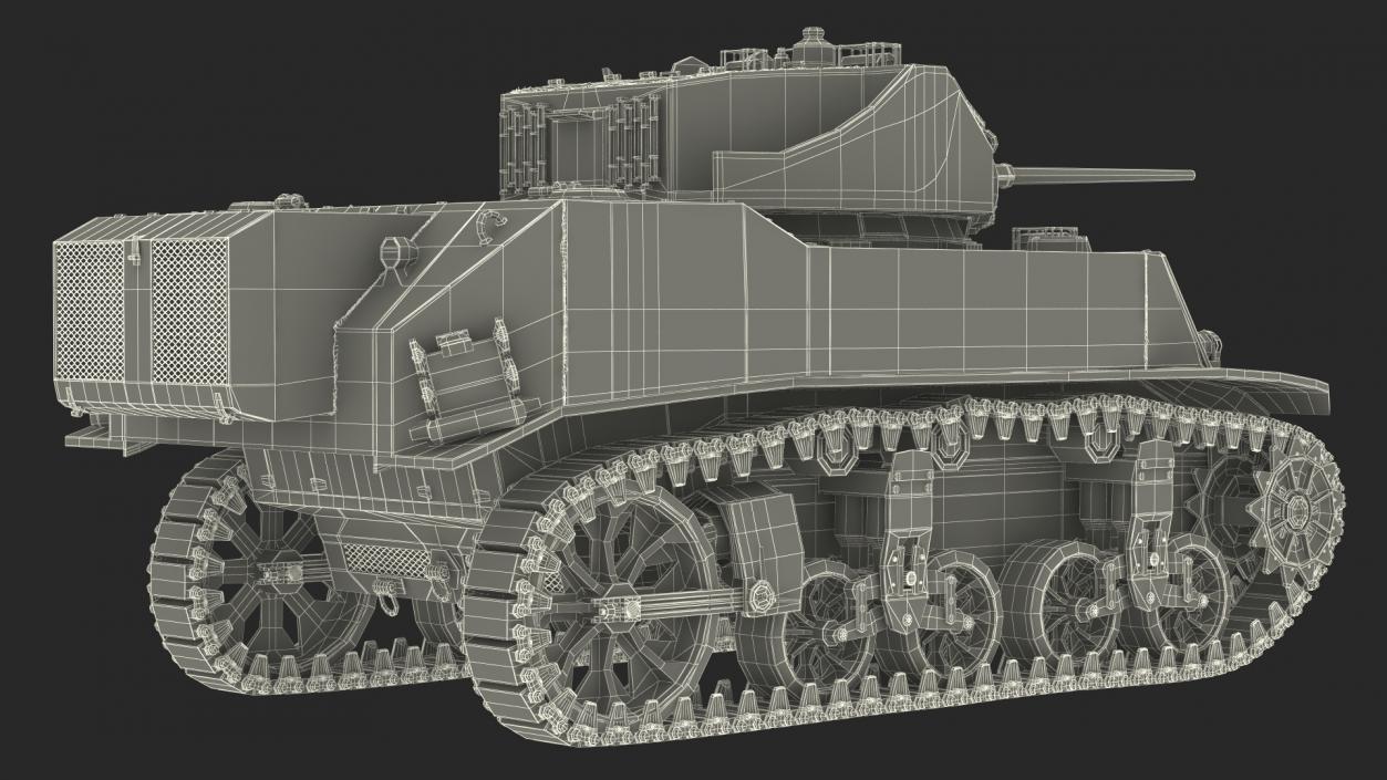 M5 Stuart Light Tank Rigged 3D