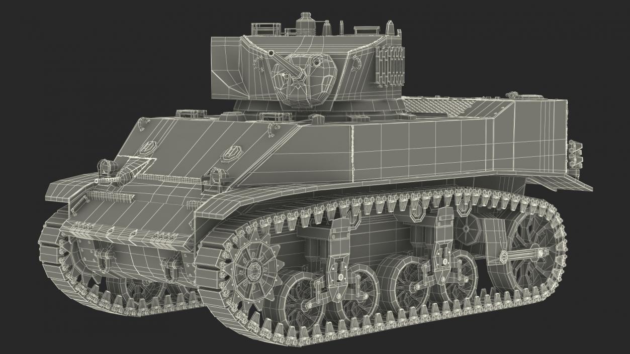 M5 Stuart Light Tank Rigged 3D