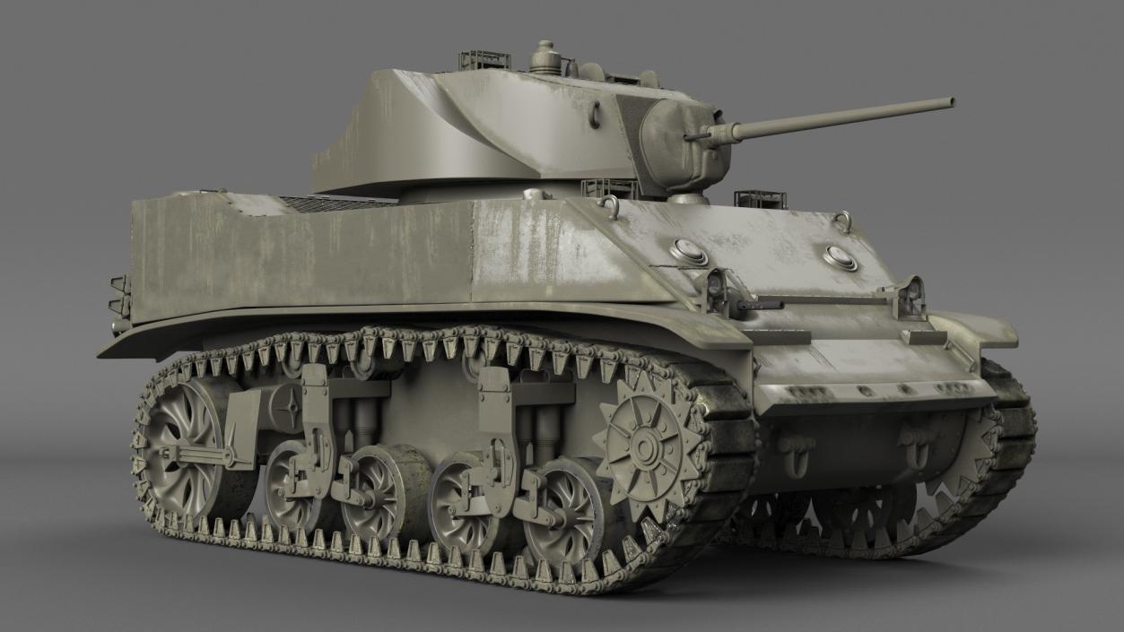 M5 Stuart Light Tank Rigged 3D