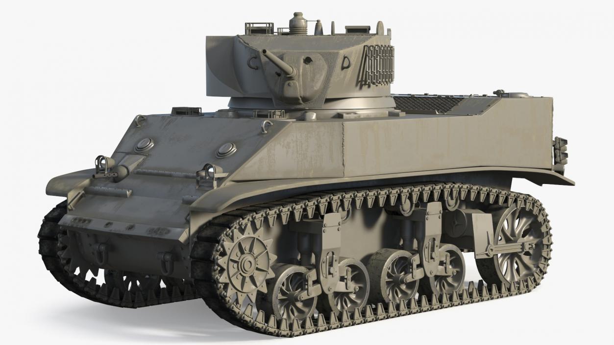 M5 Stuart Light Tank Rigged 3D