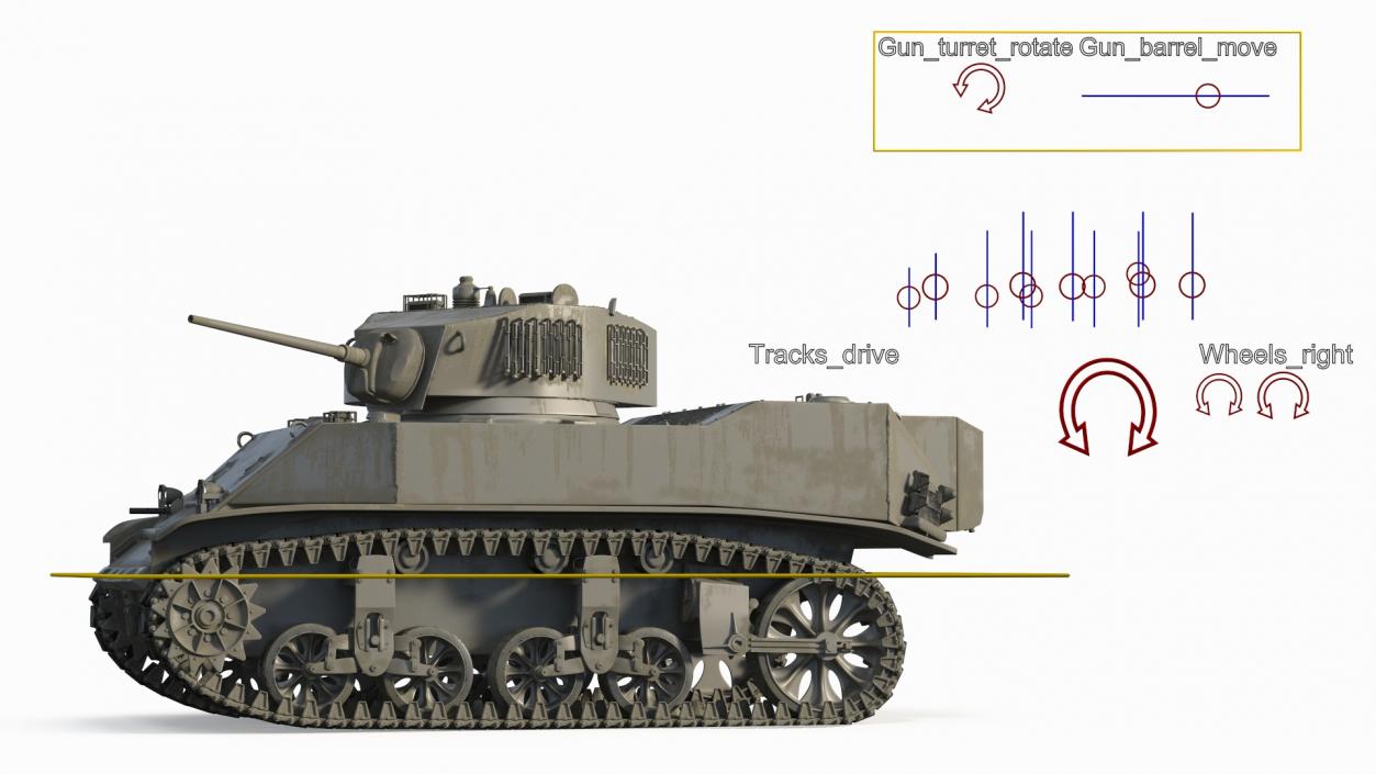 M5 Stuart Light Tank Rigged 3D