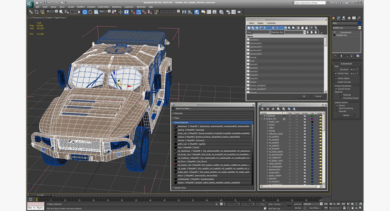 3D Hawkei 4x4 Simple Interior