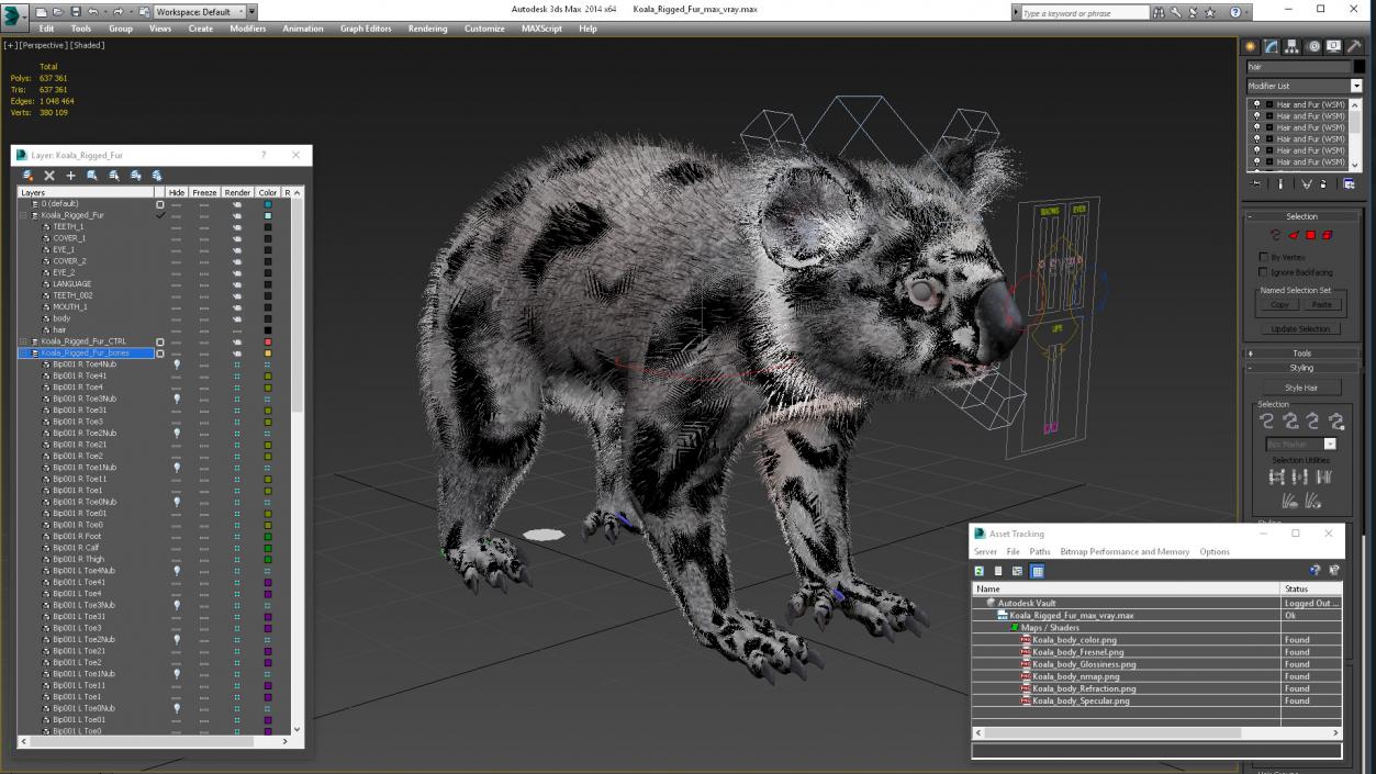 3D Koala Rigged Fur