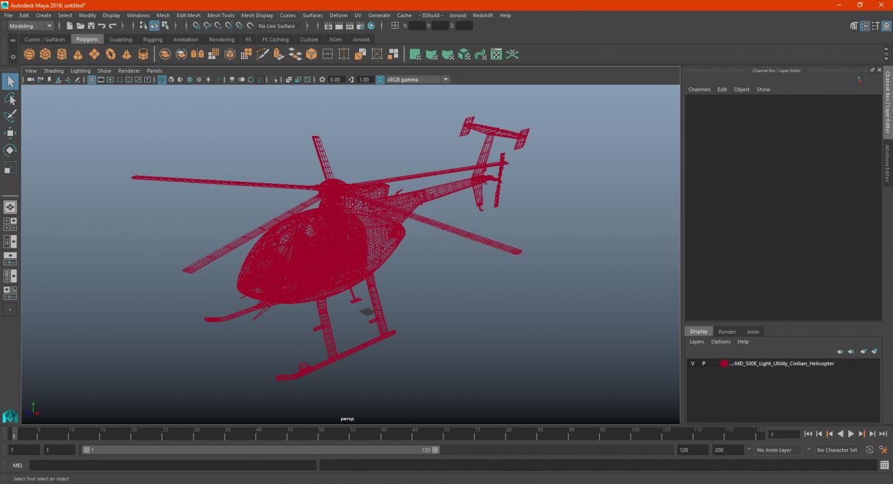 3D MD 500E Light Utility Civilian Helicopter