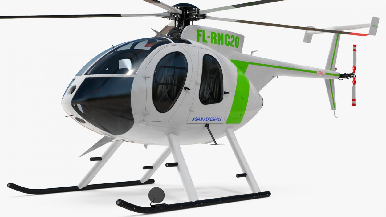 3D MD 500E Light Utility Civilian Helicopter