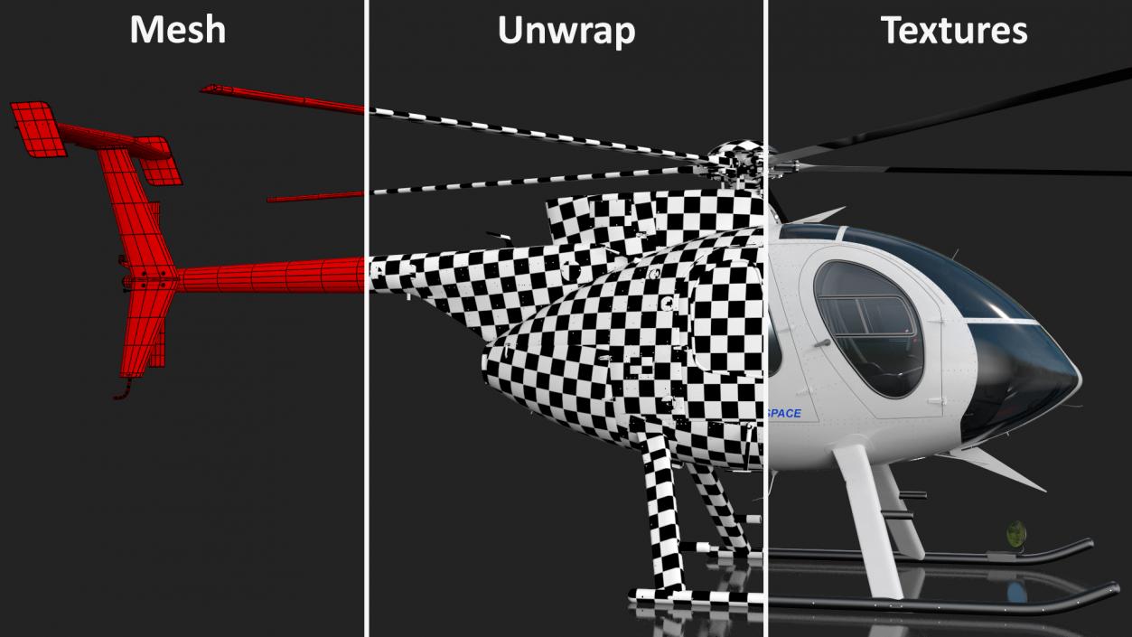 3D MD 500E Light Utility Civilian Helicopter