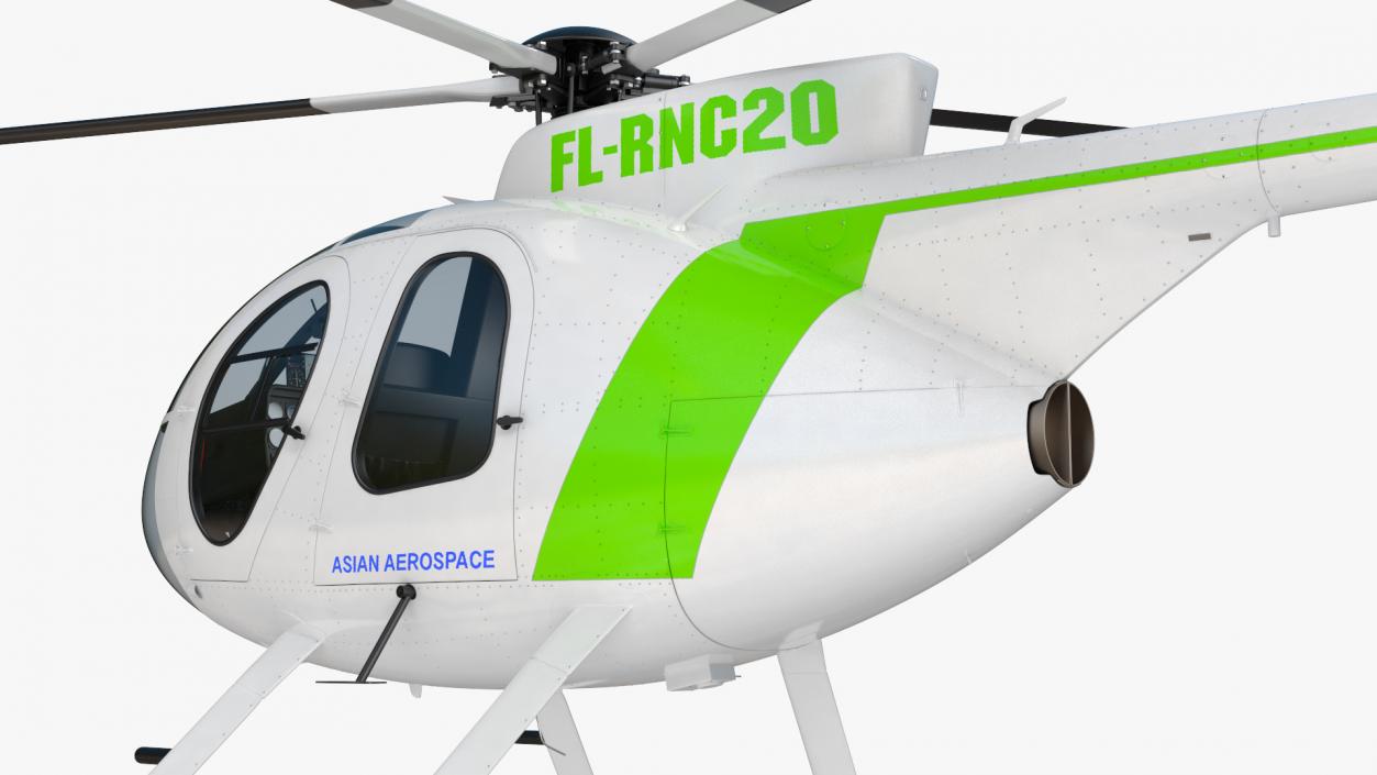 3D MD 500E Light Utility Civilian Helicopter