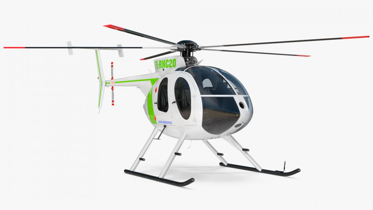 3D MD 500E Light Utility Civilian Helicopter