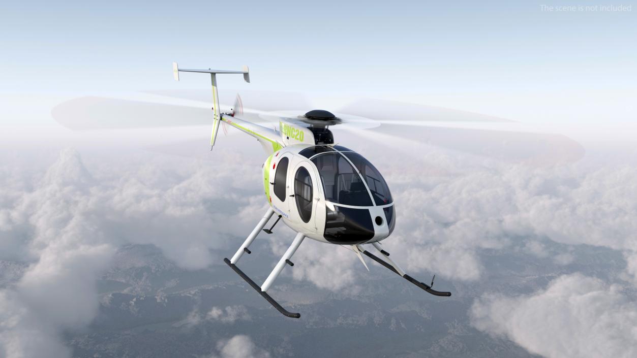 3D MD 500E Light Utility Civilian Helicopter