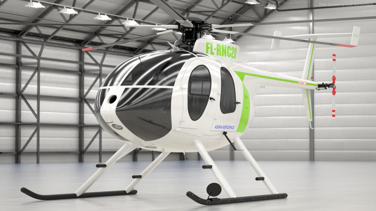 3D MD 500E Light Utility Civilian Helicopter