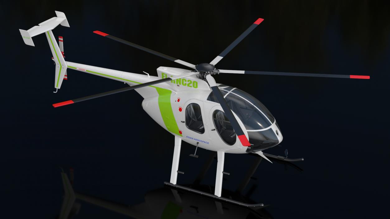 3D MD 500E Light Utility Civilian Helicopter