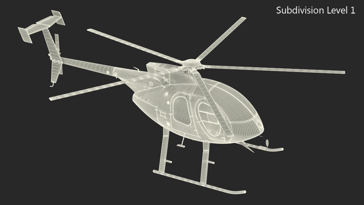 3D MD 500E Light Utility Civilian Helicopter