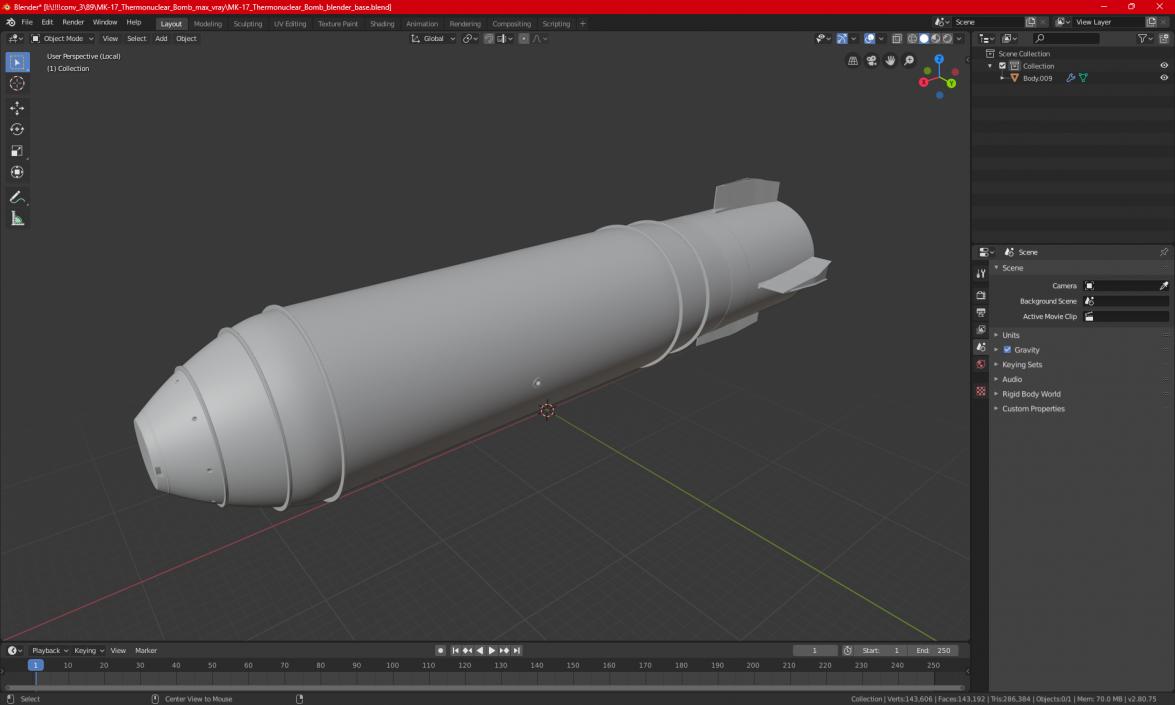 MK-17 Thermonuclear Bomb 3D model