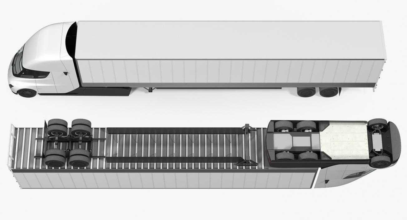 3D Tesla Semi Truck with Trailer Rigged