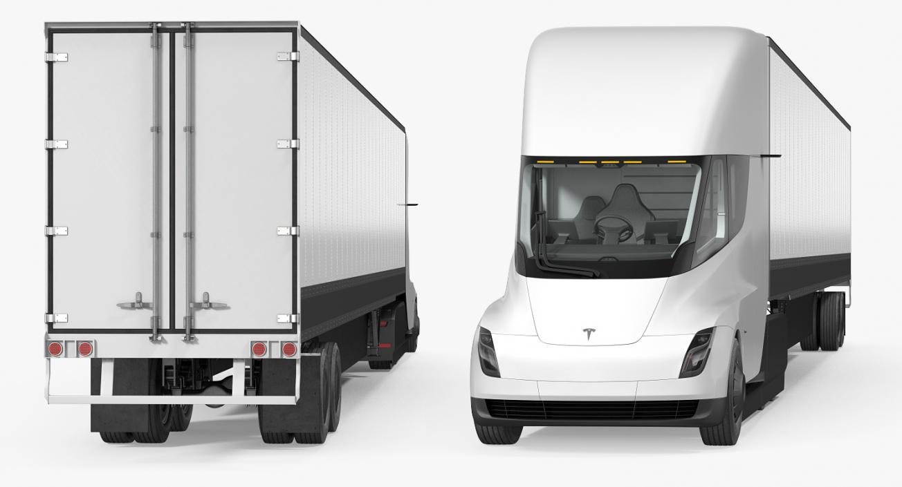 3D Tesla Semi Truck with Trailer Rigged