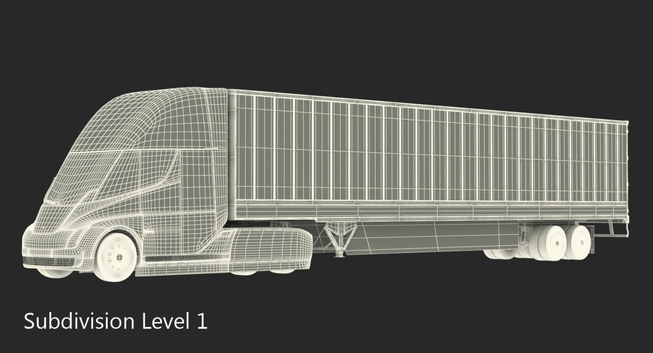 3D Tesla Semi Truck with Trailer Rigged