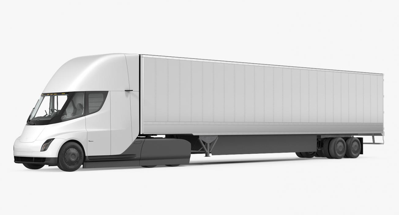 3D Tesla Semi Truck with Trailer Rigged