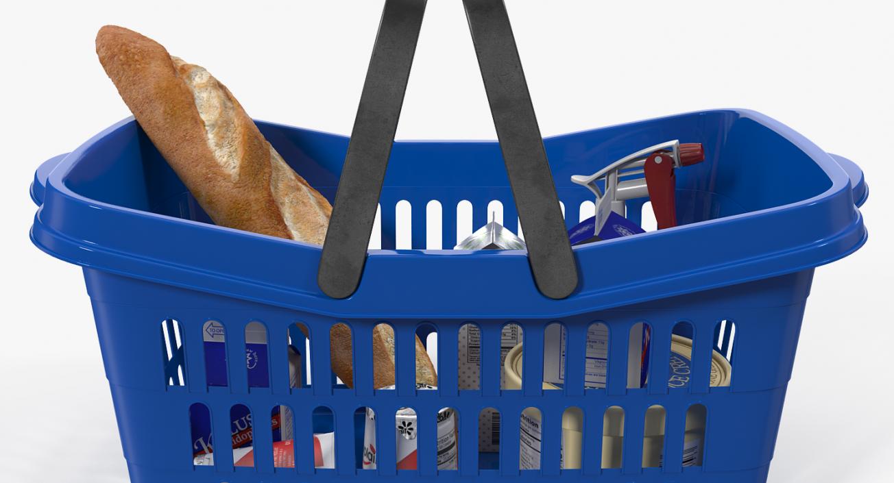 Shopping Plastic Basket with Goods 3D model