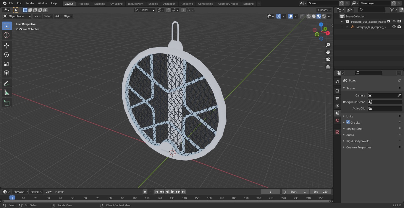 3D model Mosqzap Bug Zapper Racket Assembled