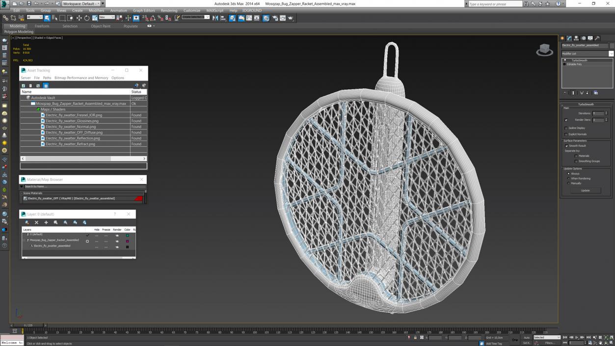 3D model Mosqzap Bug Zapper Racket Assembled