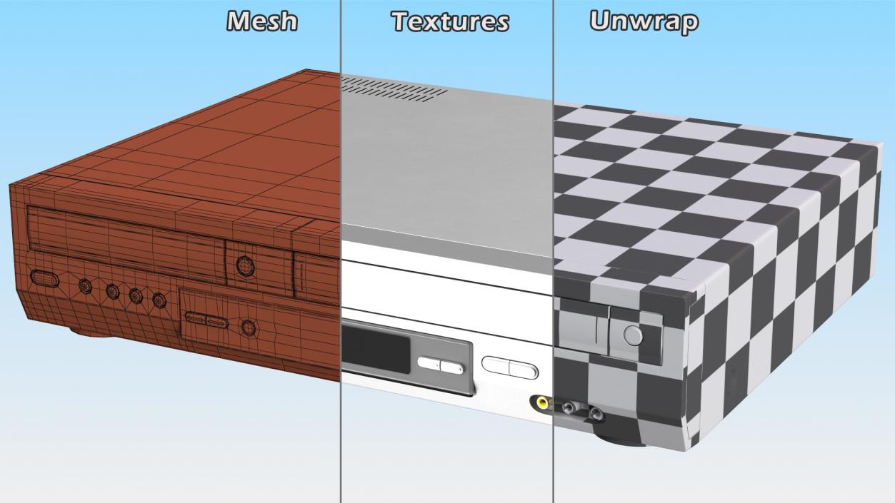 3D Combo Player Video Cassette Recorder Rigged model