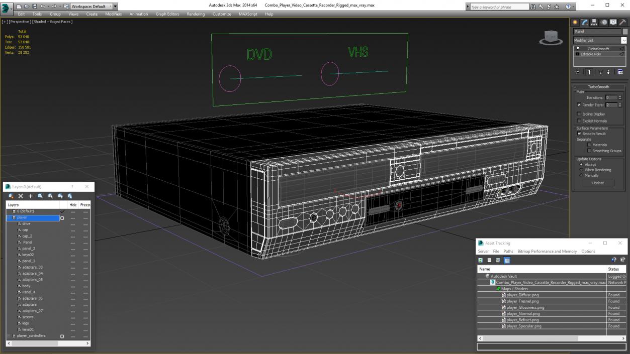 3D Combo Player Video Cassette Recorder Rigged model