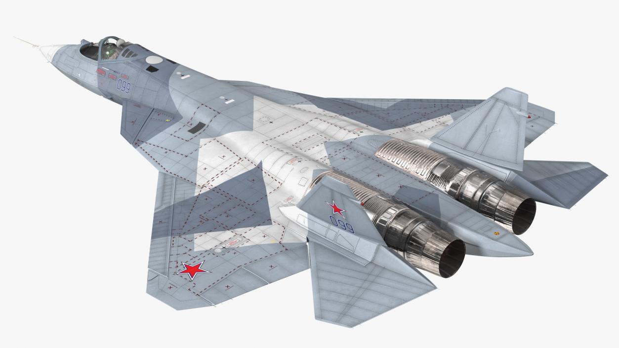 3D Stealth Multirole Fighter SU 57 With a Pilot Rigged