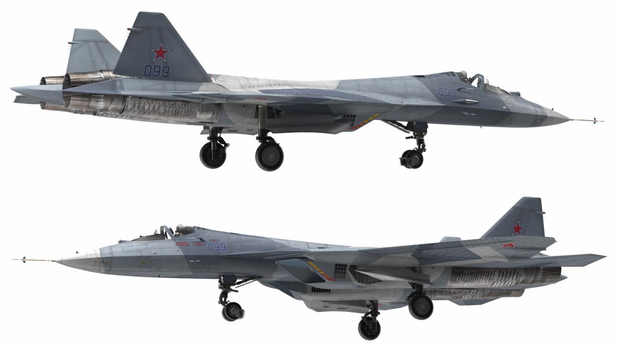 3D Stealth Multirole Fighter SU 57 With a Pilot Rigged