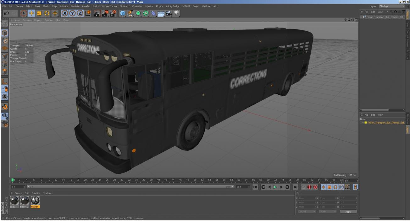 3D model Prison Transport Bus Thomas Saf T Liner Black