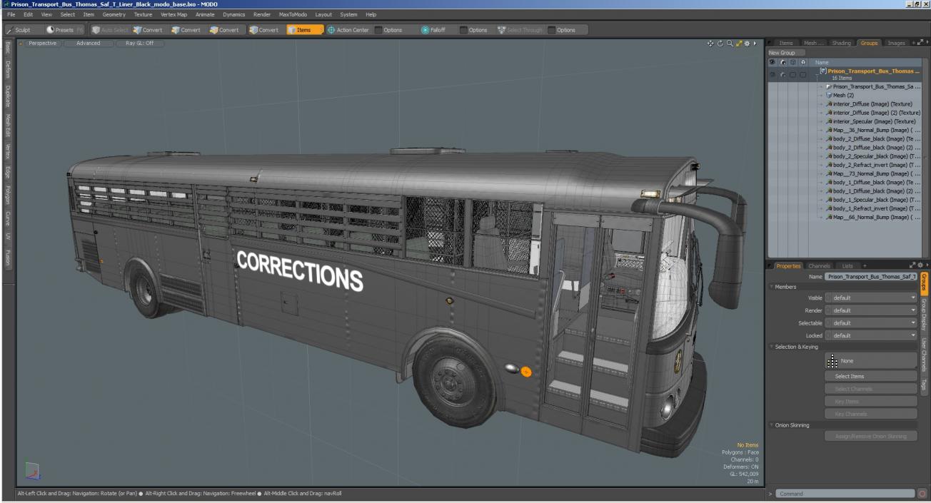 3D model Prison Transport Bus Thomas Saf T Liner Black