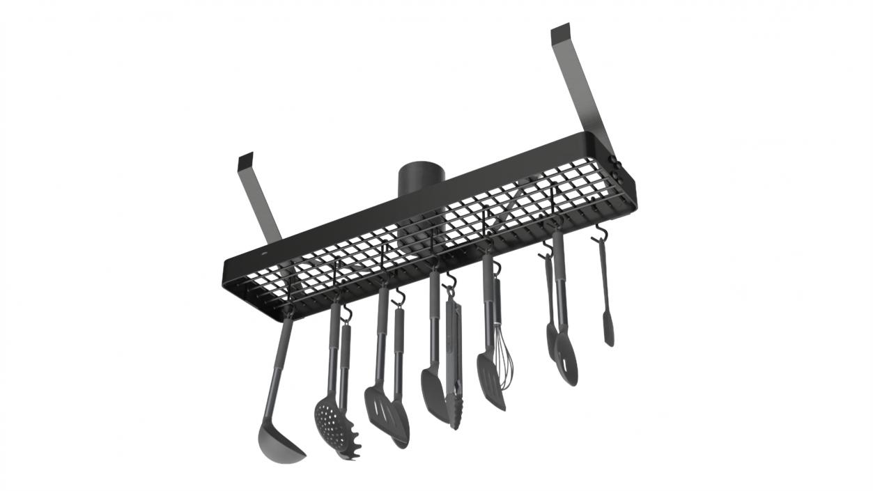 Kitchen Wall Mount Pot Rack with Cooking Utensils 3D model