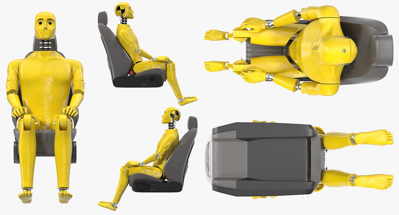 3D Crash Test Dummy in Car Seat model