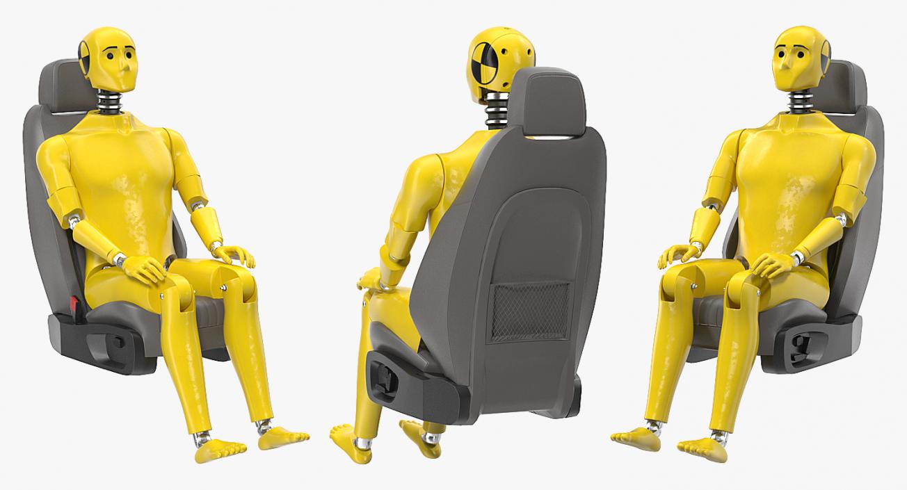 3D Crash Test Dummy in Car Seat model