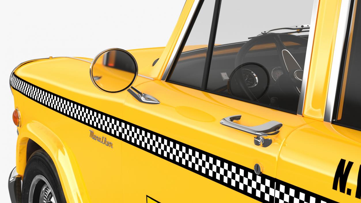 3D Retro Checker Taxi Cab Simple Interior model