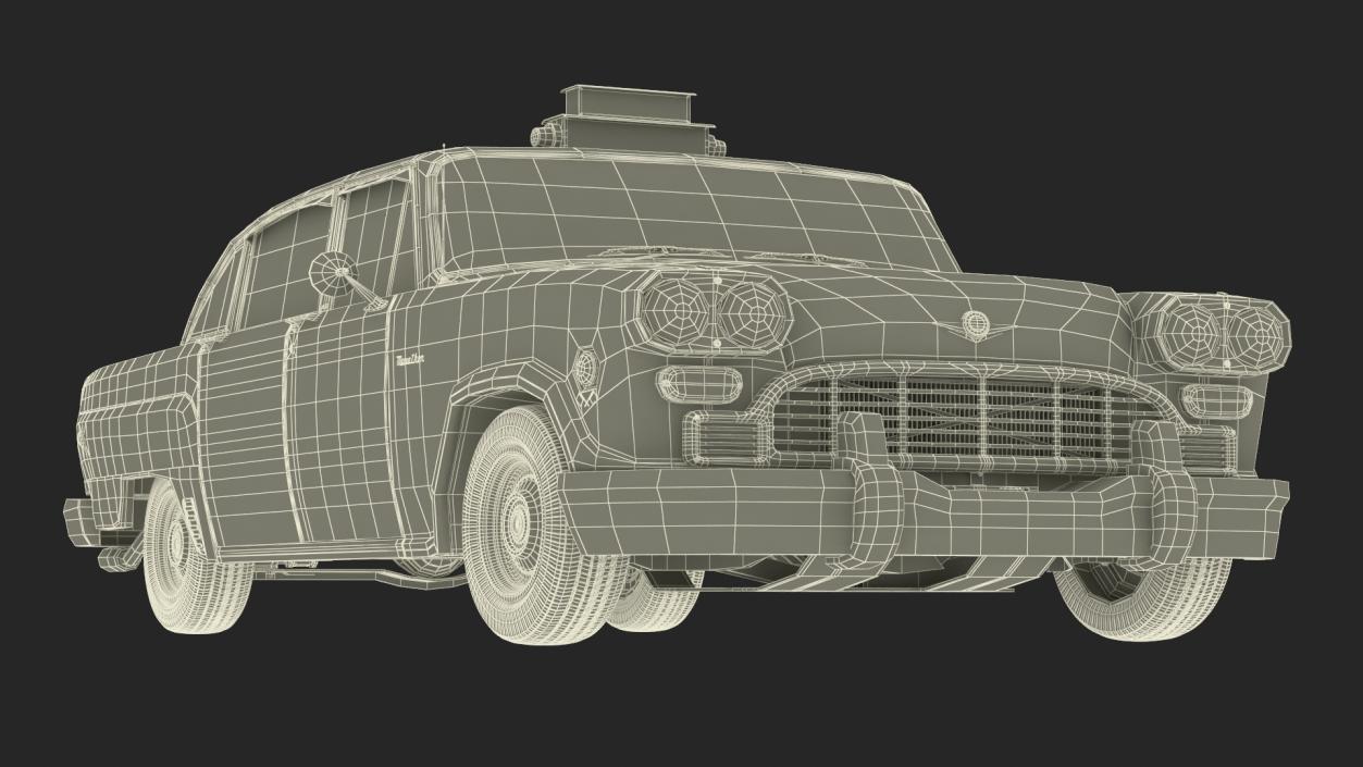 3D Retro Checker Taxi Cab Simple Interior model