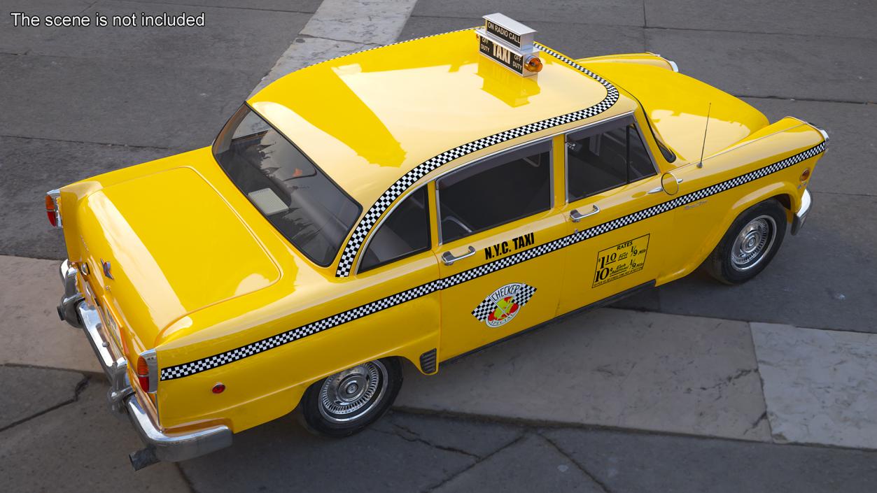 3D Retro Checker Taxi Cab Simple Interior model