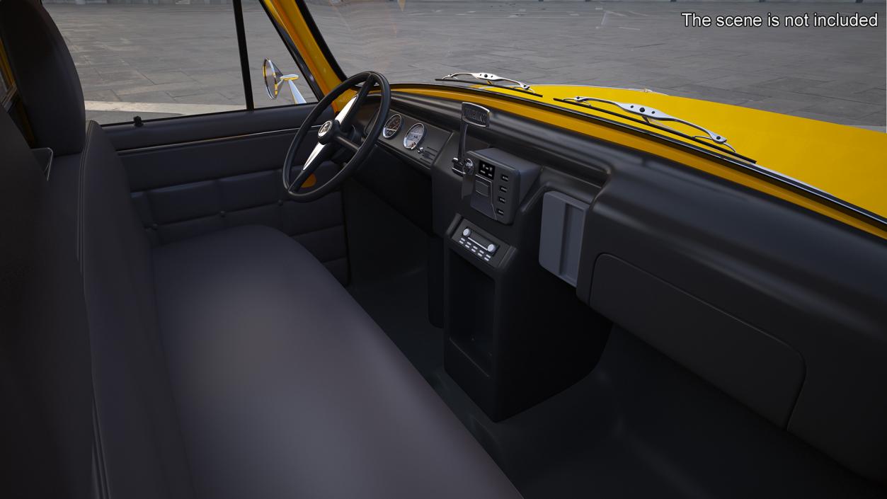 3D Retro Checker Taxi Cab Simple Interior model