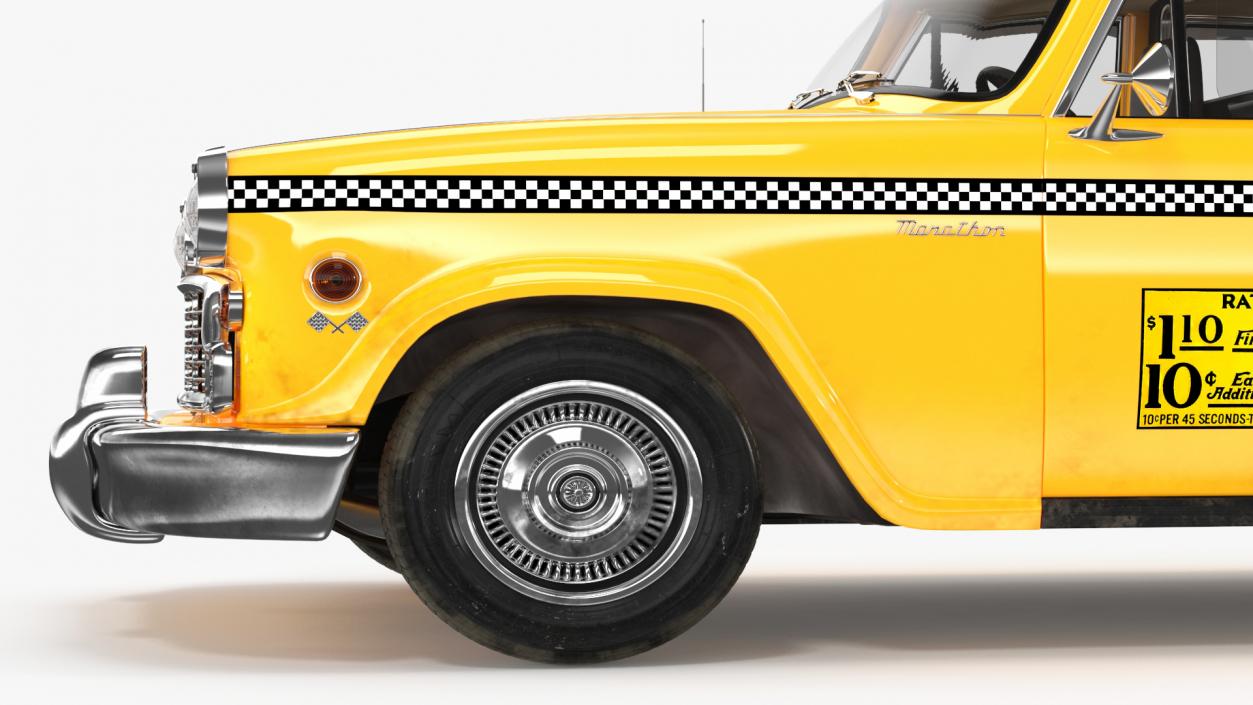 3D Retro Checker Taxi Cab Simple Interior model