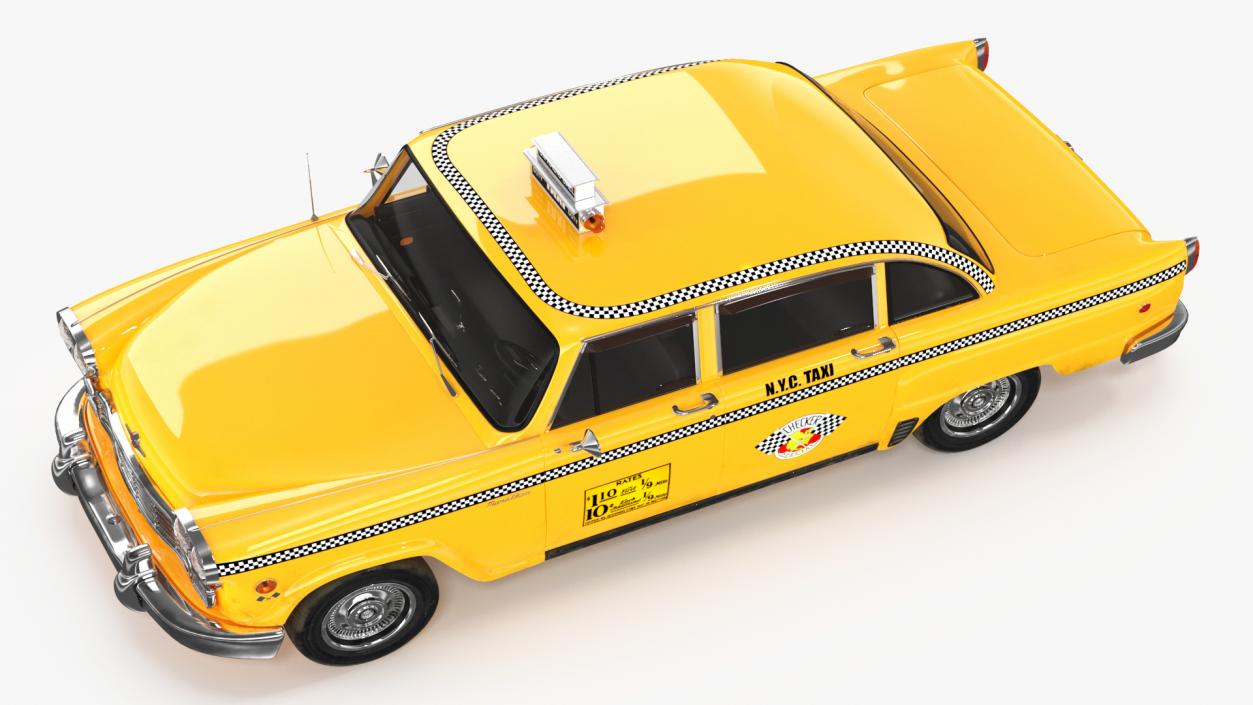 3D Retro Checker Taxi Cab Simple Interior model