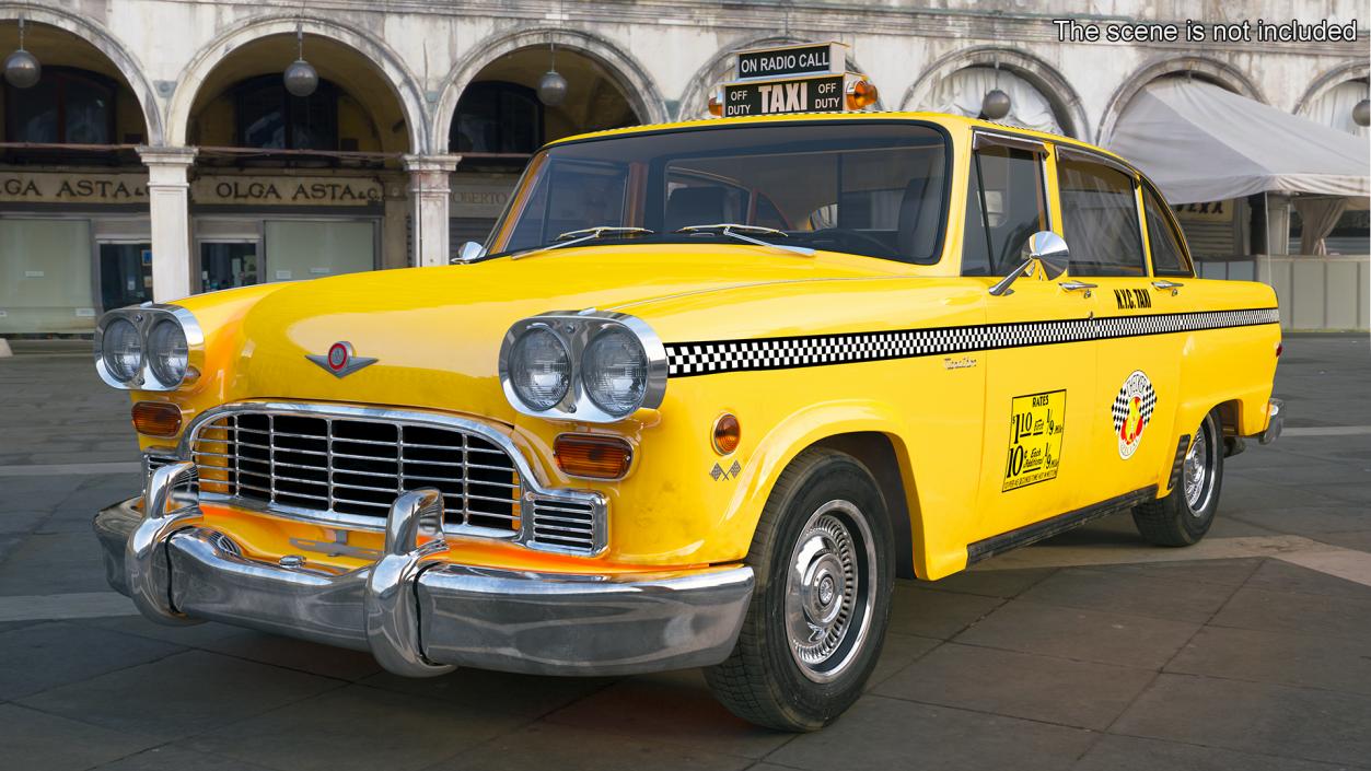 3D Retro Checker Taxi Cab Simple Interior model